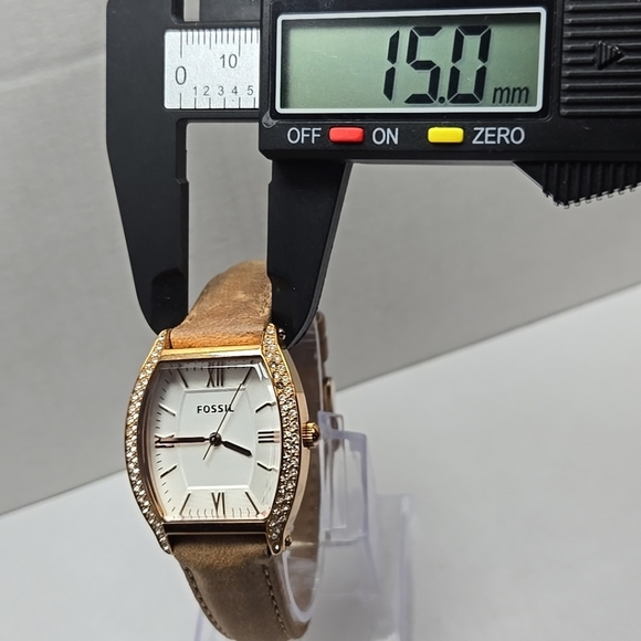 Fossil Wallace ES3108 Womens Rose Gold Tonneau Crystal Quartz Watch New Battery - Picture 5 of 11